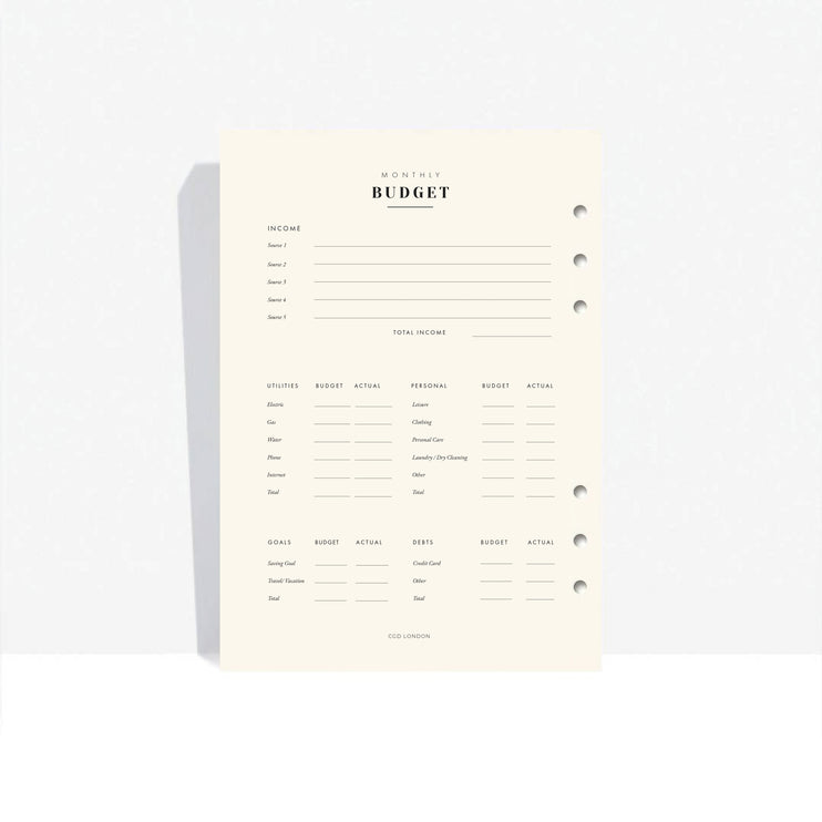 Finance Inserts A5 - Luxury Award Winning Planner Insert Pack - CGDLONDON