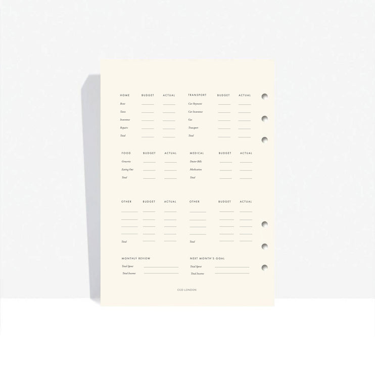 Finance Inserts A5 - Luxury Award Winning Planner Insert Pack - CGDLONDON